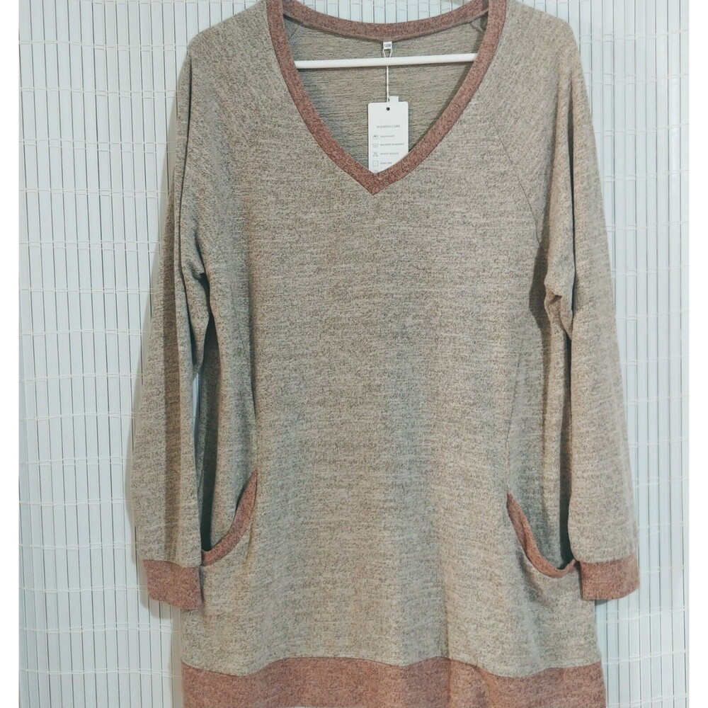 Dolnine Tunic top Blouse sweater Size 14W With pockets NEW